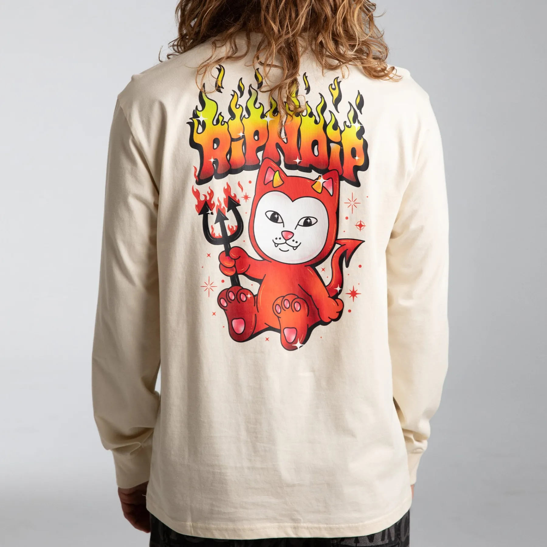 Ripndip Long Sleeve Tees<Scary Cute Long Sleeve (Natural )