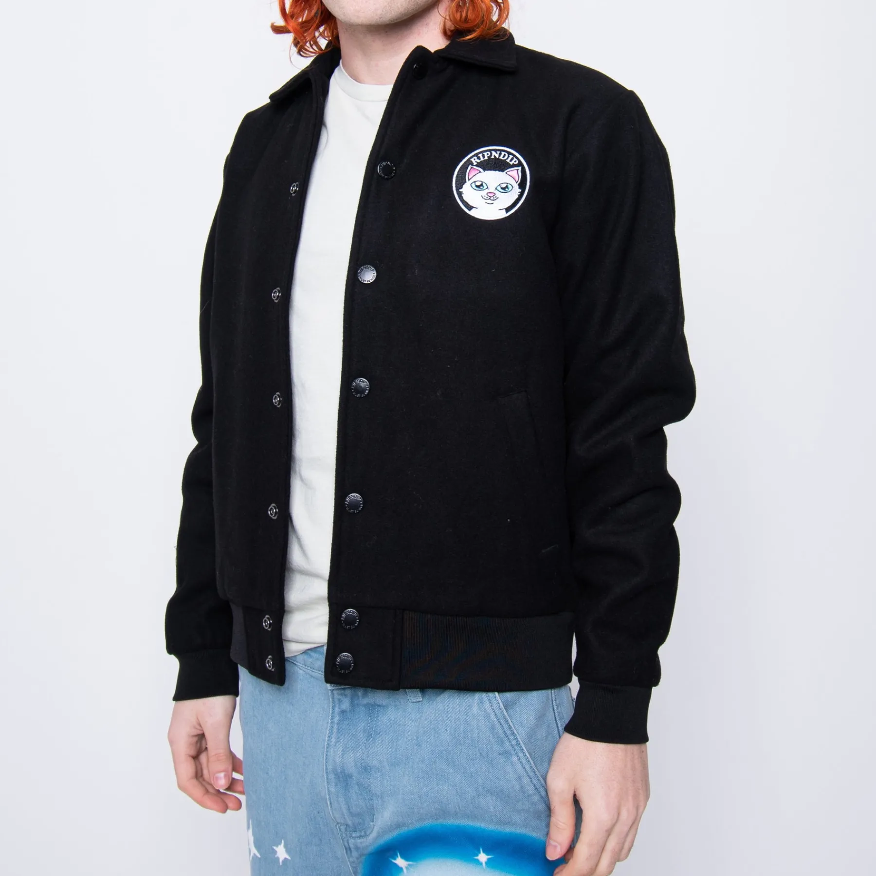 Ripndip Jackets<Stop Being A Pussy Varsity Jacket (Black)