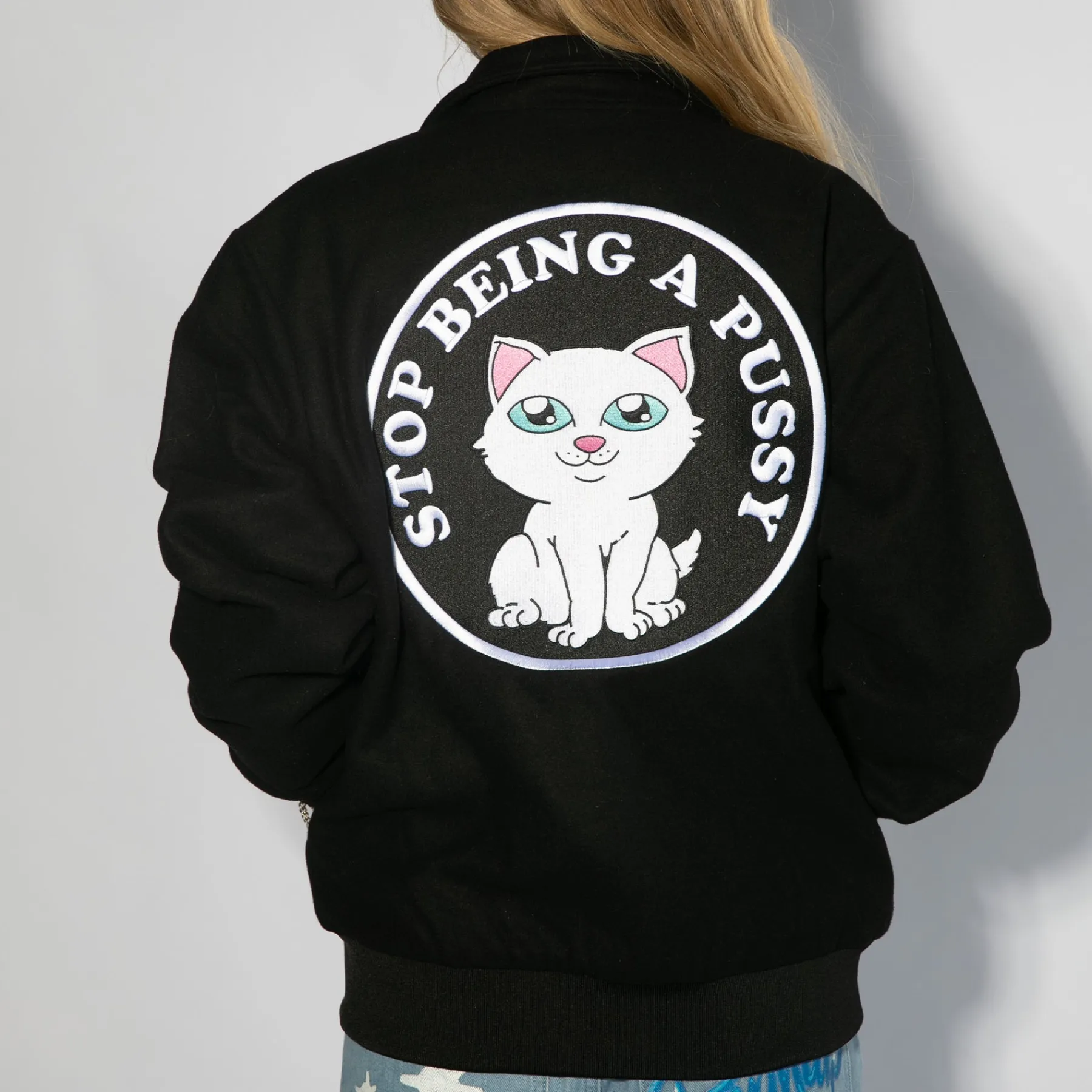 Ripndip Jackets<Stop Being A Pussy Varsity Jacket (Black)