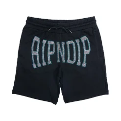 Ripndip Sweats|Shorts<Summer Revenge Rhinestone Sweatshorts (Black)