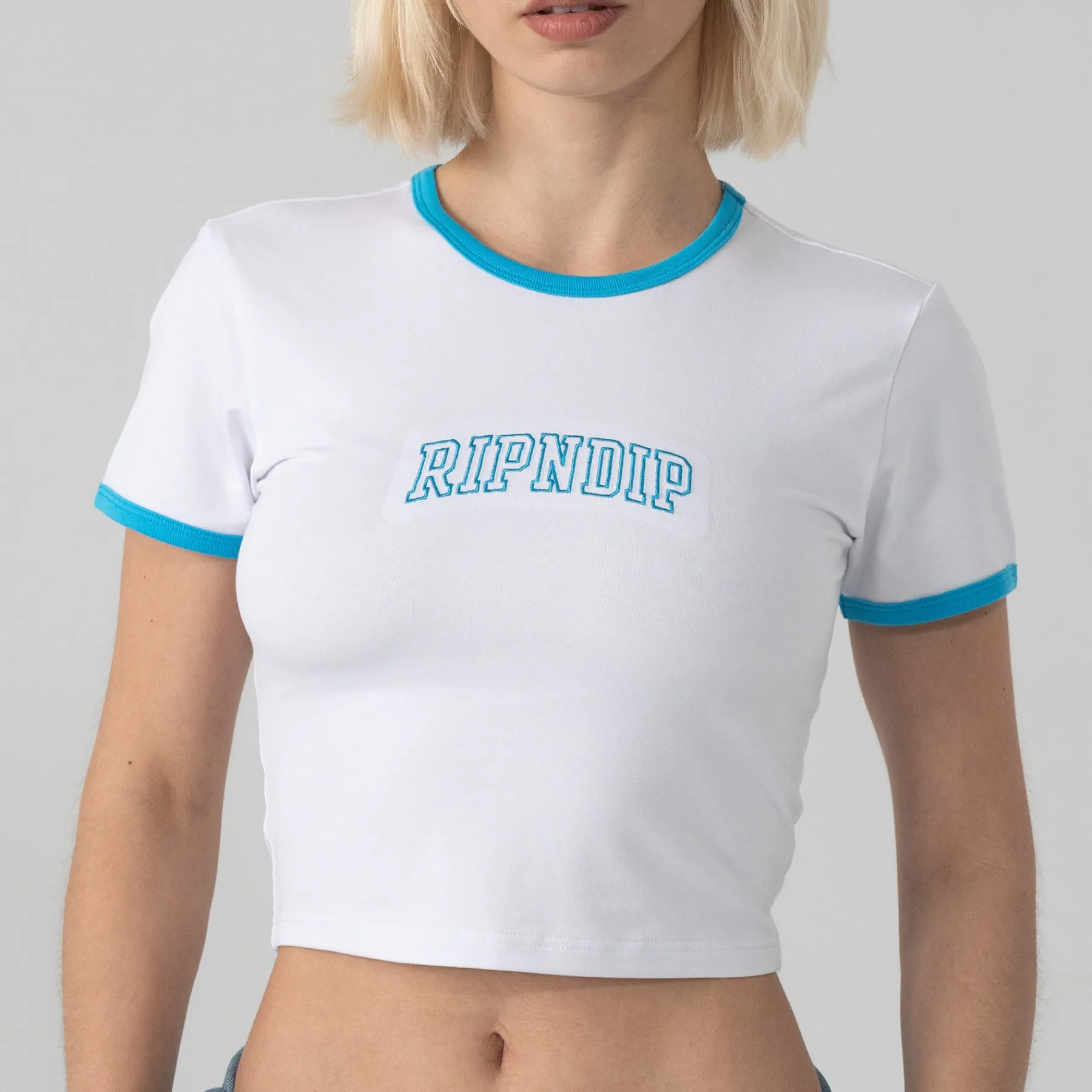 Ripndip Womens|Womens<Team Spirit Cropped Ringer Tee (White)
