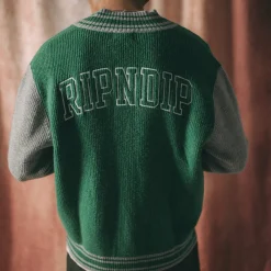 Ripndip Knits / Sweaters<Team Spirit Varsity Cardigan  (Green/Grey)