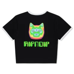 Ripndip Womens|Womens<Thermal Nermal Cropped Ringer Tee (Black)