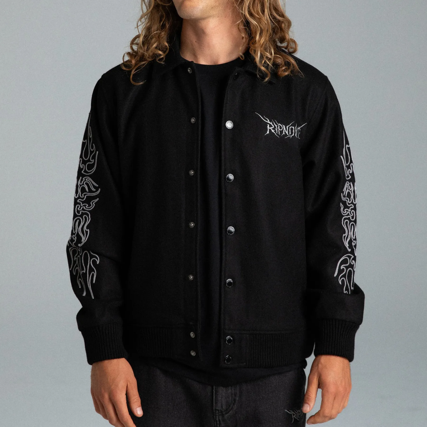 Ripndip Jackets<Volt Varsity Jacket (Black)