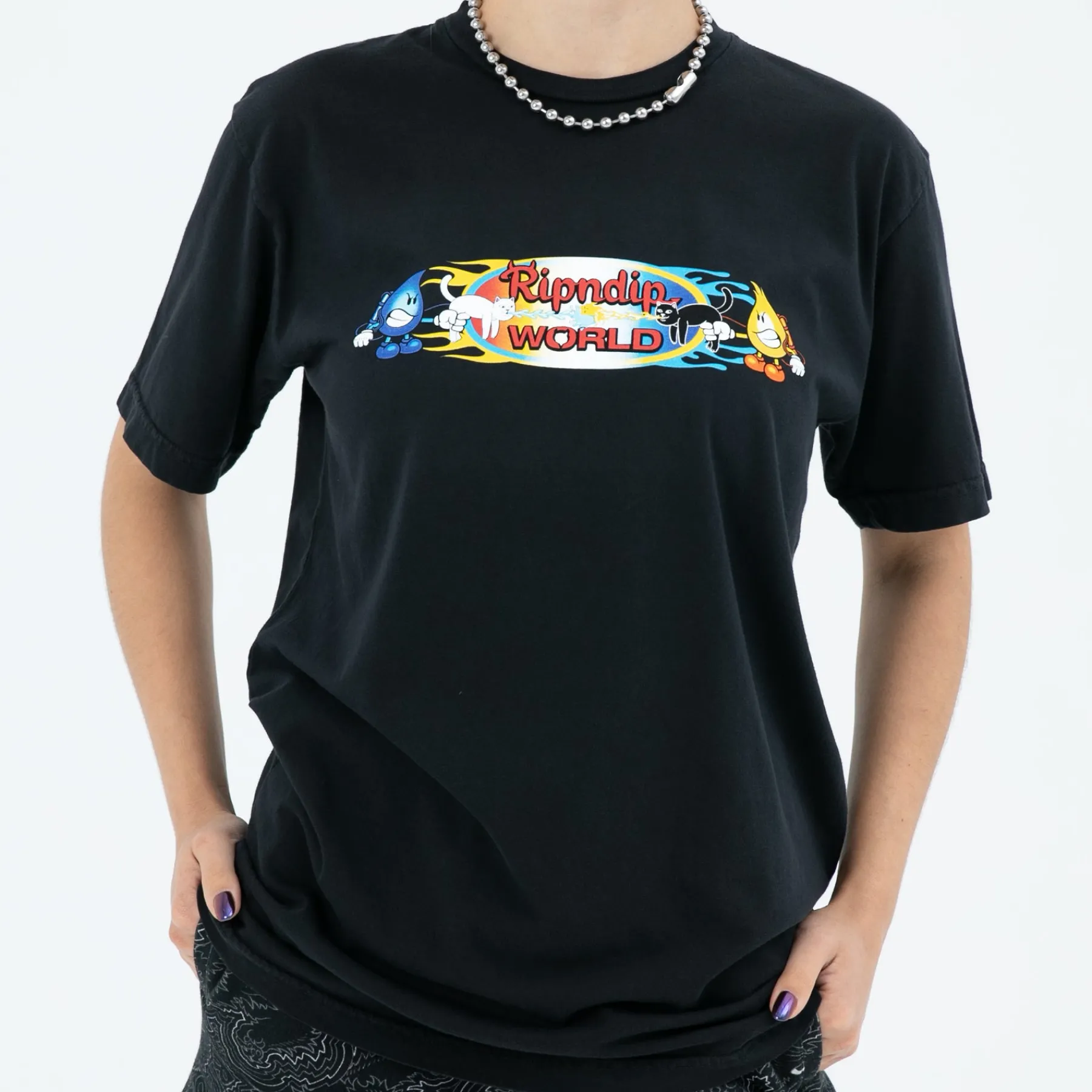 Ripndip Short Sleeve Tees|Stocking Stuffers<Water Nerm Vs Flame Jerm Tee (Vintage Black)