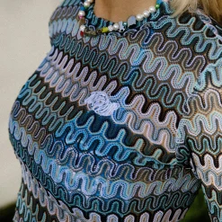 Ripndip Womens|Womens<Waves Crochet Crop Long Sleeve (Multi)
