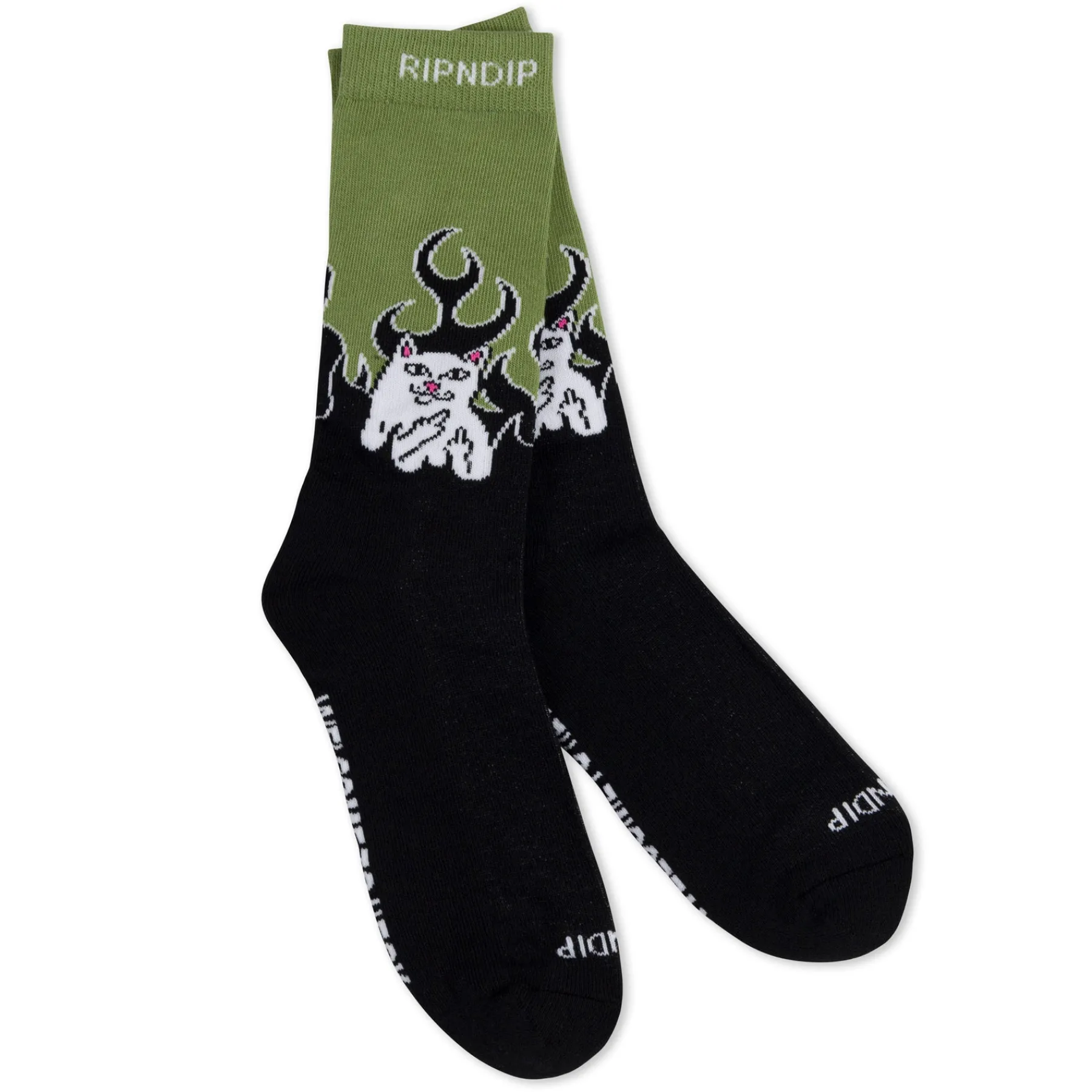 Ripndip Socks|Stocking Stuffers<Welcome To Heck Socks (Black/Light Forest)